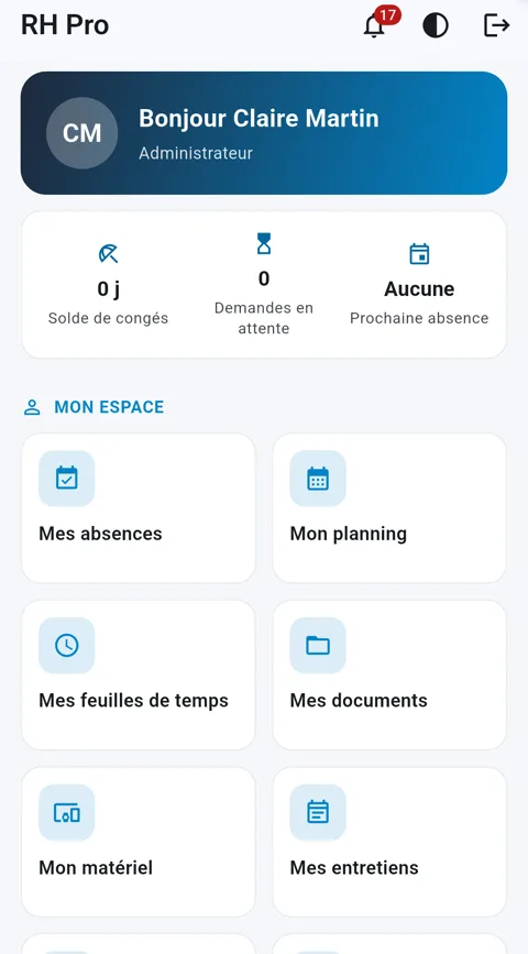 Appli mobile RHPro Suite : solde de congés, demandes et prochaine absence